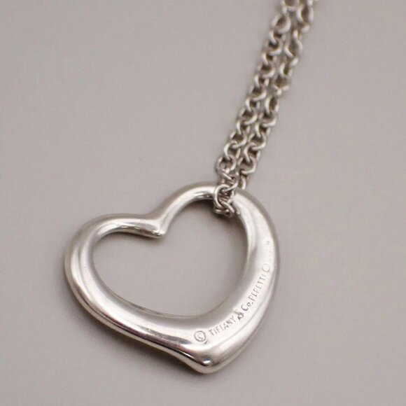 TIFFANY & CO. Open Heart 22mm Chain Necklace Ag 925 Elsa Peretti Silver 02YH718 - Picture 4 of 10